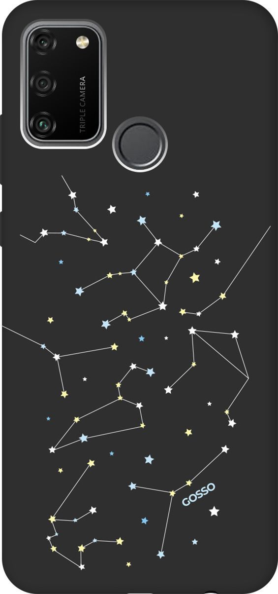 

Матовый чехол на Honor 9A с принтом "Constellations" черный, Черный;белый, 230