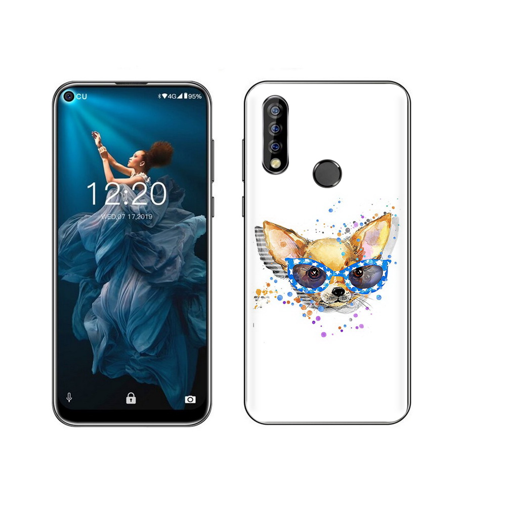 

Чехол MyPads Tocco для Oukitel C17 Pro чихуа-хуа в очках, Прозрачный, Tocco