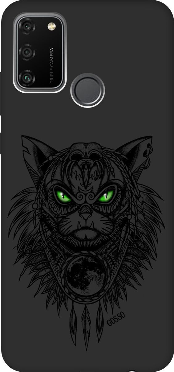 

Матовый Soft Touch силиконовый чехол на Honor 9A с принтом "Shaman Cat" черный, Черный;зеленый, 230