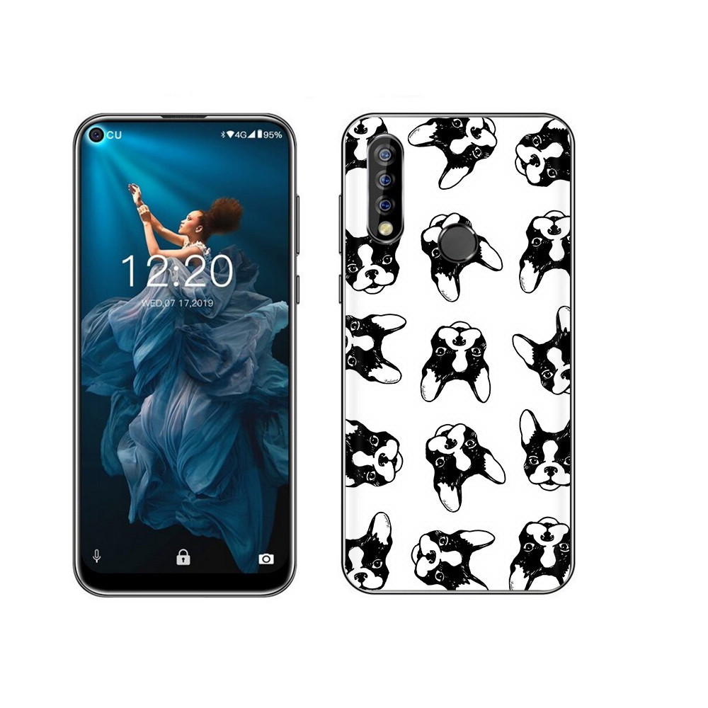 

Чехол MyPads Tocco для Oukitel C17 Pro черно белые собачки, Прозрачный, Tocco