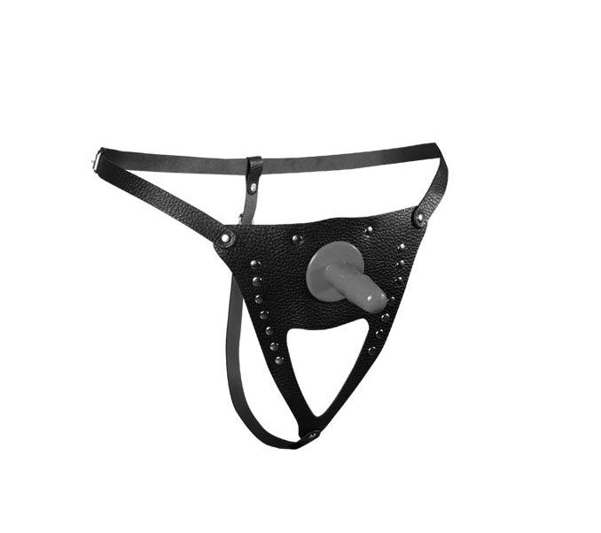 Трусики для страпона Bior toys ntb-80363 кожаные черный