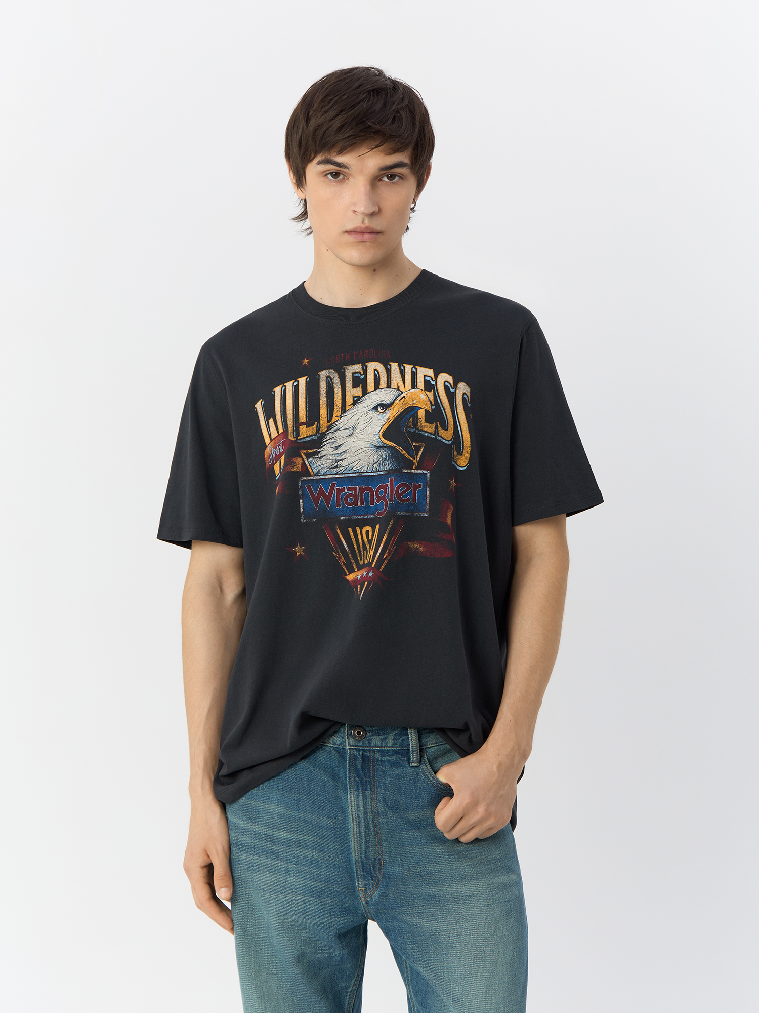 

Футболка мужская Wrangler W7L9GFXV6 черная M, Черный, W7L9GFXV6