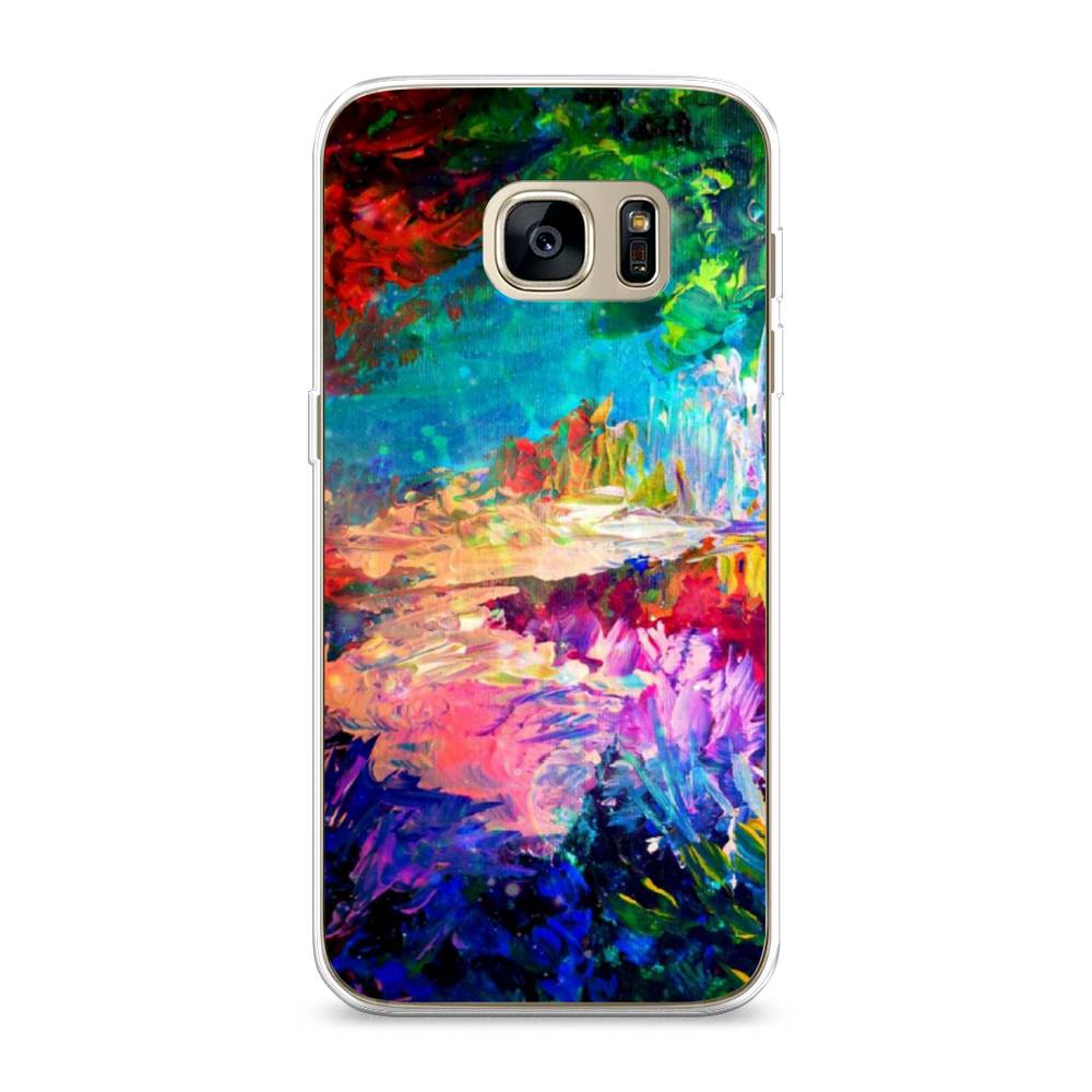 

Чехол на Samsung Galaxy S7 edge "Лес-гуашь", Синий;розовый;зеленый, 24650-4