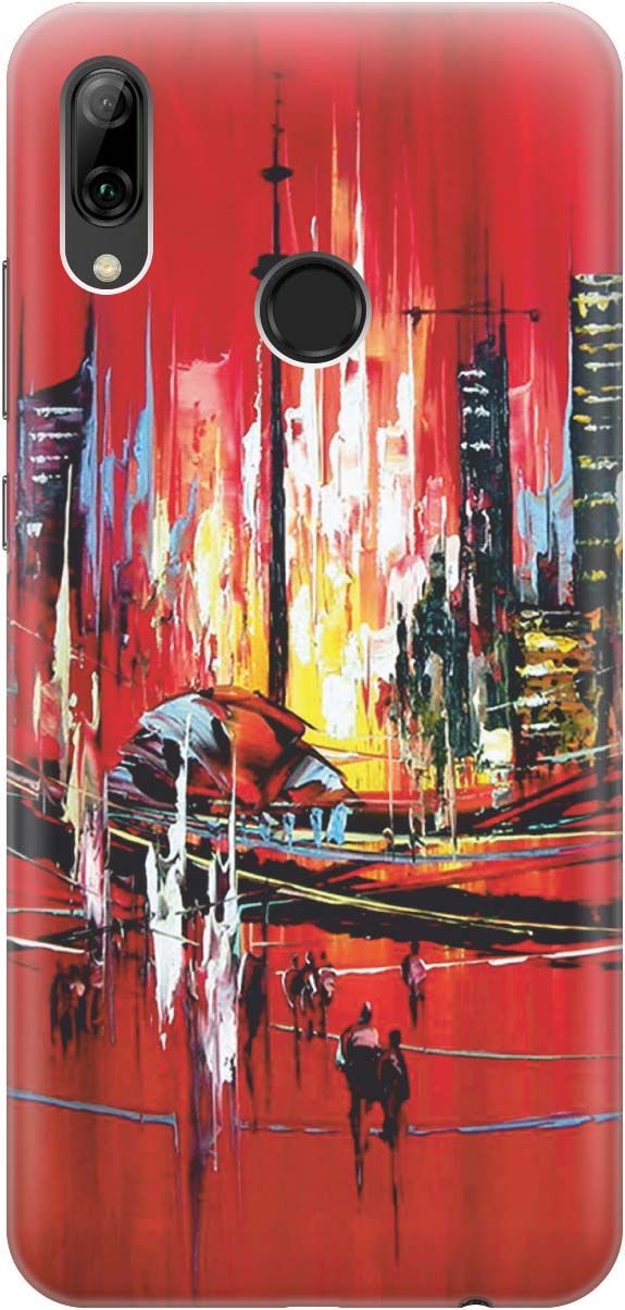 

Чехол на Honor 10 Lite/Huawei P Smart (2019) "Акварельный город", Красный;черный, 344