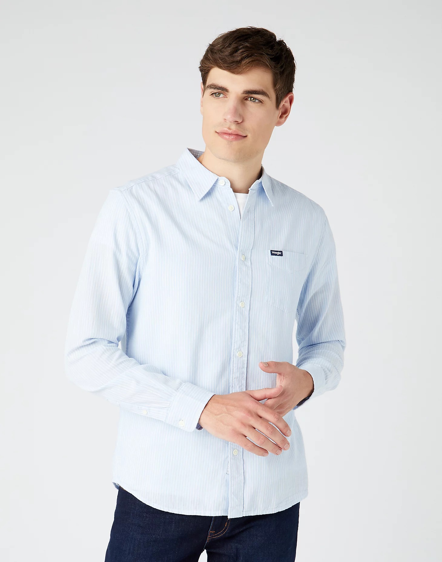 фото Рубашка мужская wrangler w5a18b114 голубая l