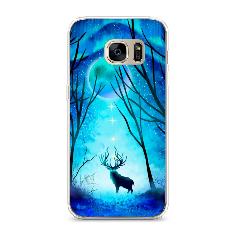 

Чехол на Samsung Galaxy S7 edge "Олень северное сияние", Синий;черный;голубой, 24650-1