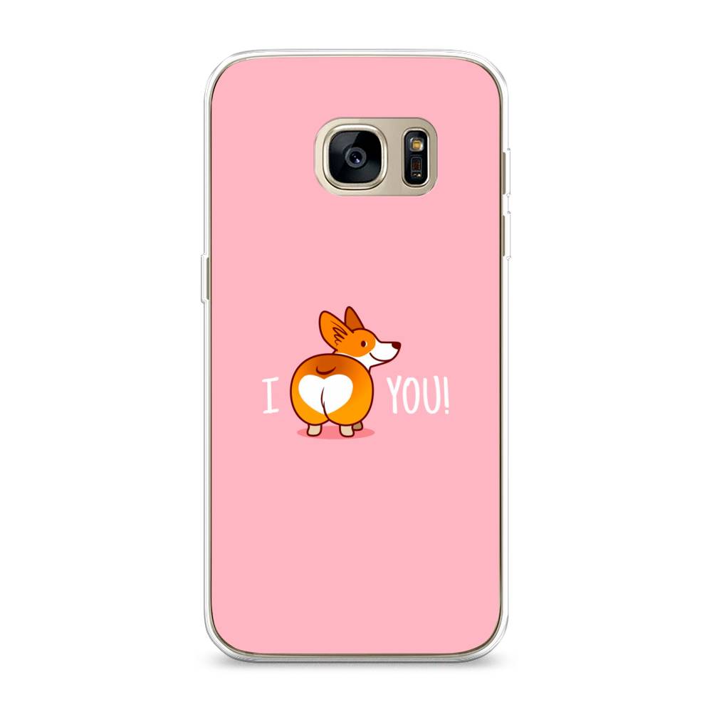 

Чехол на Samsung Galaxy S7 edge "Корги I love you", Розовый;коричневый;белый, 24650-1