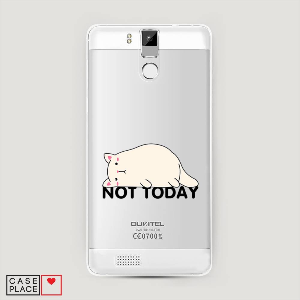 

Чехол на Oukitel K6000 Pro "Cat not today", Белый;розовый;черный, 230150-1