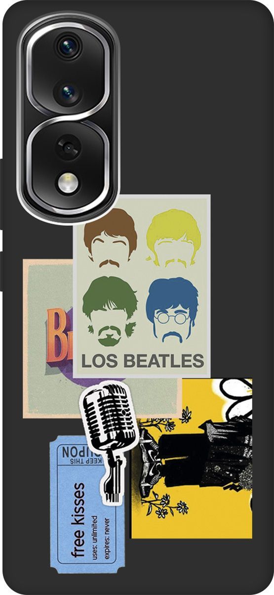 

Чехол на Honor 80 Pro с 3D принтом "Beatles Stickers" черный, Черный;белый, 159105