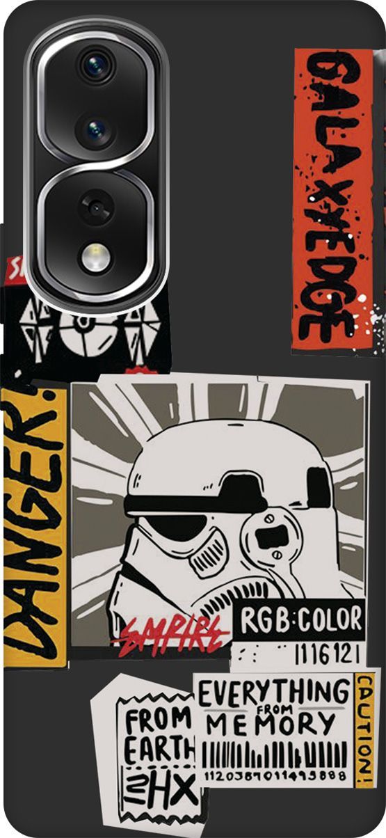 

Чехол на Honor 80 Pro с 3D принтом "Stormtrooper Stickers" черный, Черный;белый, 159105