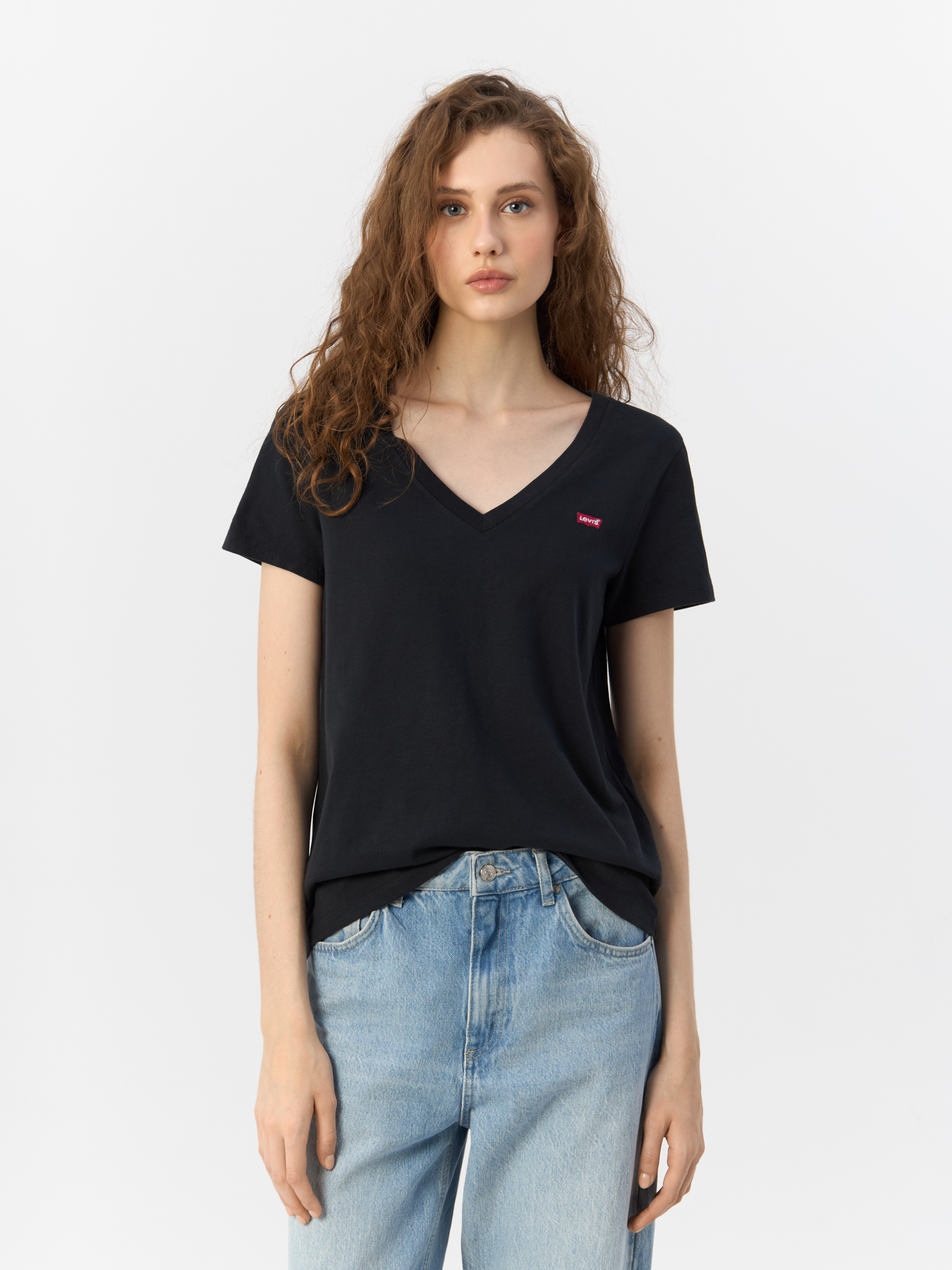 Футболка женская Levi's The Perfect V-Neck Tee 85341-0003 черная XS