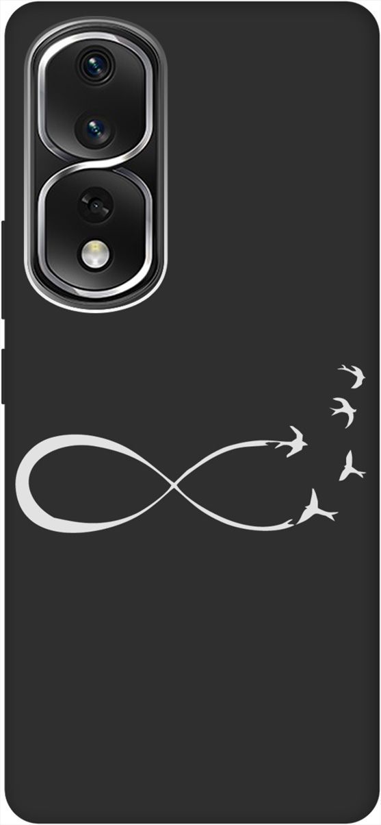

Матовый Soft Touch Чехол на Honor 80 Pro с 3D принтом "Infinity W" черный, Черный;серебристый, 159105