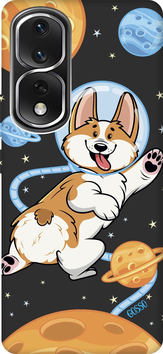 

Матовый Soft Touch Чехол на Honor 80 Pro с 3D принтом "CosmoCorgi" черный, Черный;коричневый, 159104