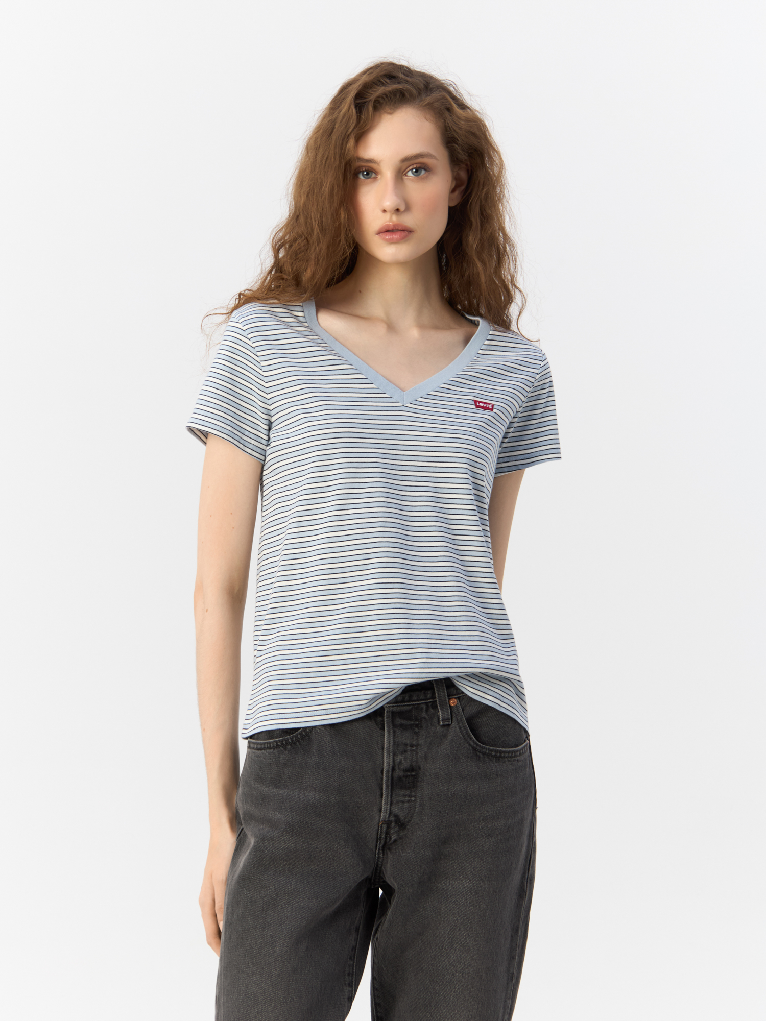 

Футболка женская Levi's 85341-0077 синяя S, Голубой, The Perfect V-Neck Tee