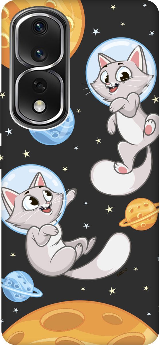 

Матовый Soft Touch Чехол на Honor 80 Pro с 3D принтом "CosmoCats" черный, Черный;серый, 159104