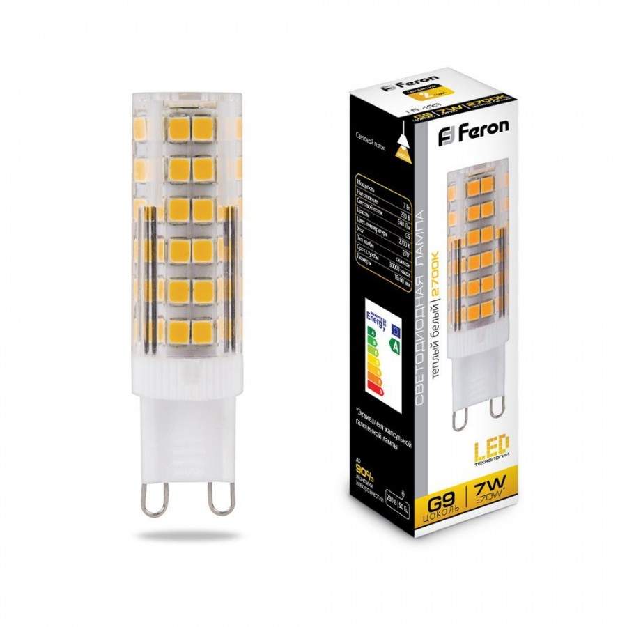 

Лампа светодиодная FERON, G9, 7W, 2700K, арт. 620049 - (10 шт.)