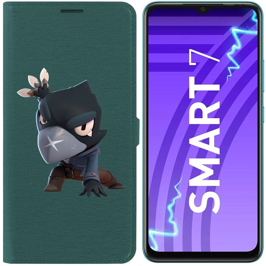 

Чехол-книжка Krutoff Eco Book для Infinix Smart 7 Brawl Stars-Ворон (зелёный опал)