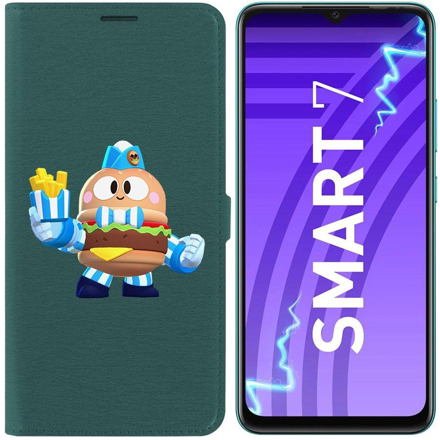 

Чехол-книжка Krutoff Eco Book для Infinix Smart 7 Brawl Stars-Бургер Лу (зелёный опал)