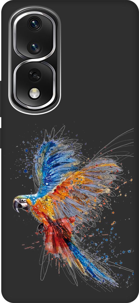 

Чехол на Honor 80 Pro с 3D принтом "Colorful Parrot" черный, Черный;красный, 159104