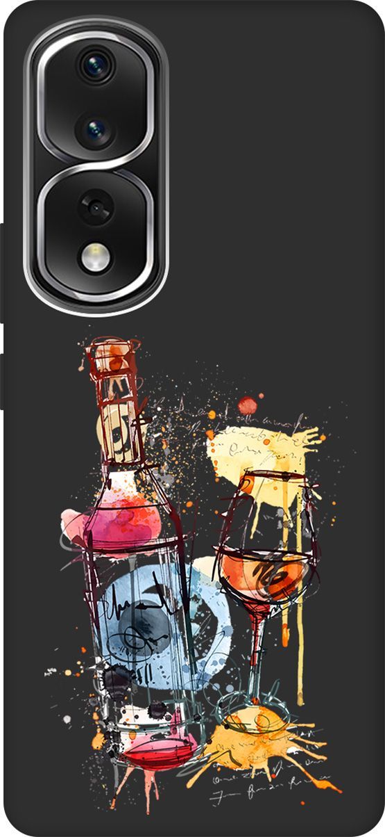 

Чехол на Honor 80 Pro с 3D принтом "Aquarelle Wine" черный, Черный;голубой, 159104