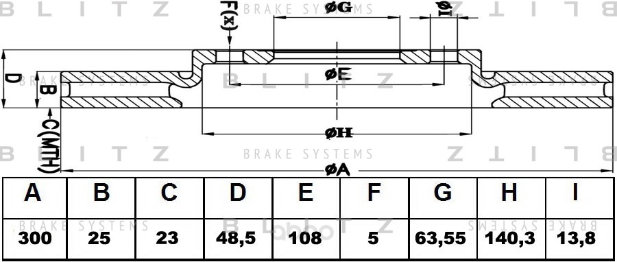 

Диск тормозной FORD Focus/C-Max/Kuga 04->/LAND ROVER Freelander 06->/VOLVO C30/C70/S40/V50