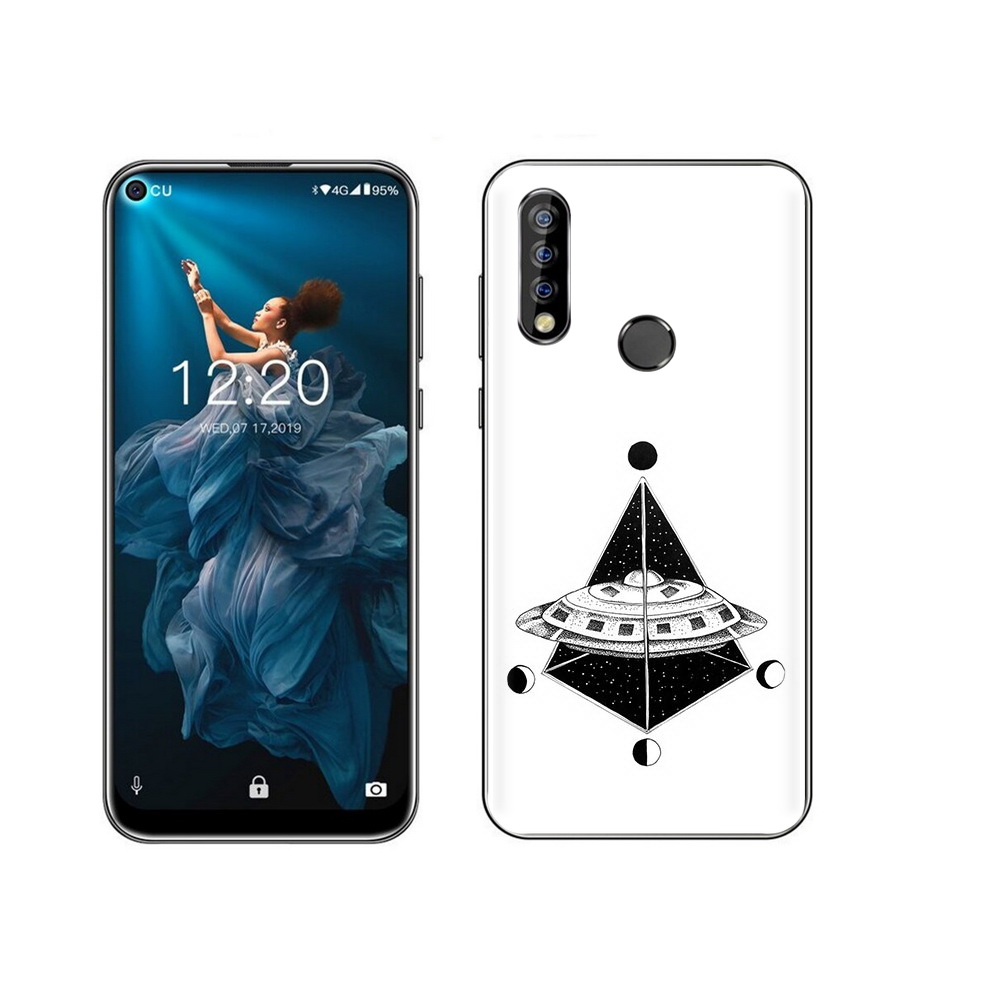 

Чехол MyPads Tocco для Oukitel C17 Pro черно белая летающая тарелка, Прозрачный, Tocco