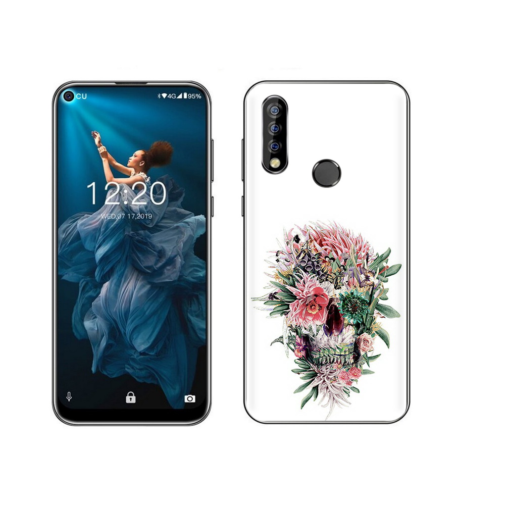 

Чехол MyPads Tocco для Oukitel C17 Pro череп из цветов, Прозрачный, Tocco