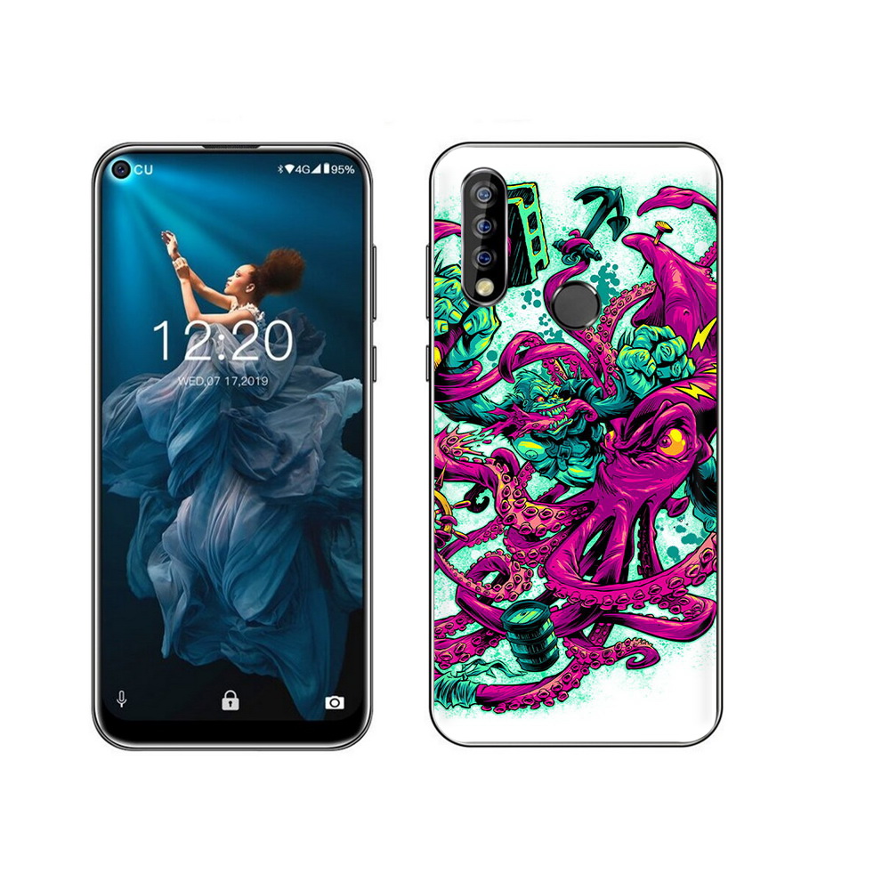 

Чехол MyPads Tocco для Oukitel C17 Pro фиолетовый кракен, Прозрачный, Tocco
