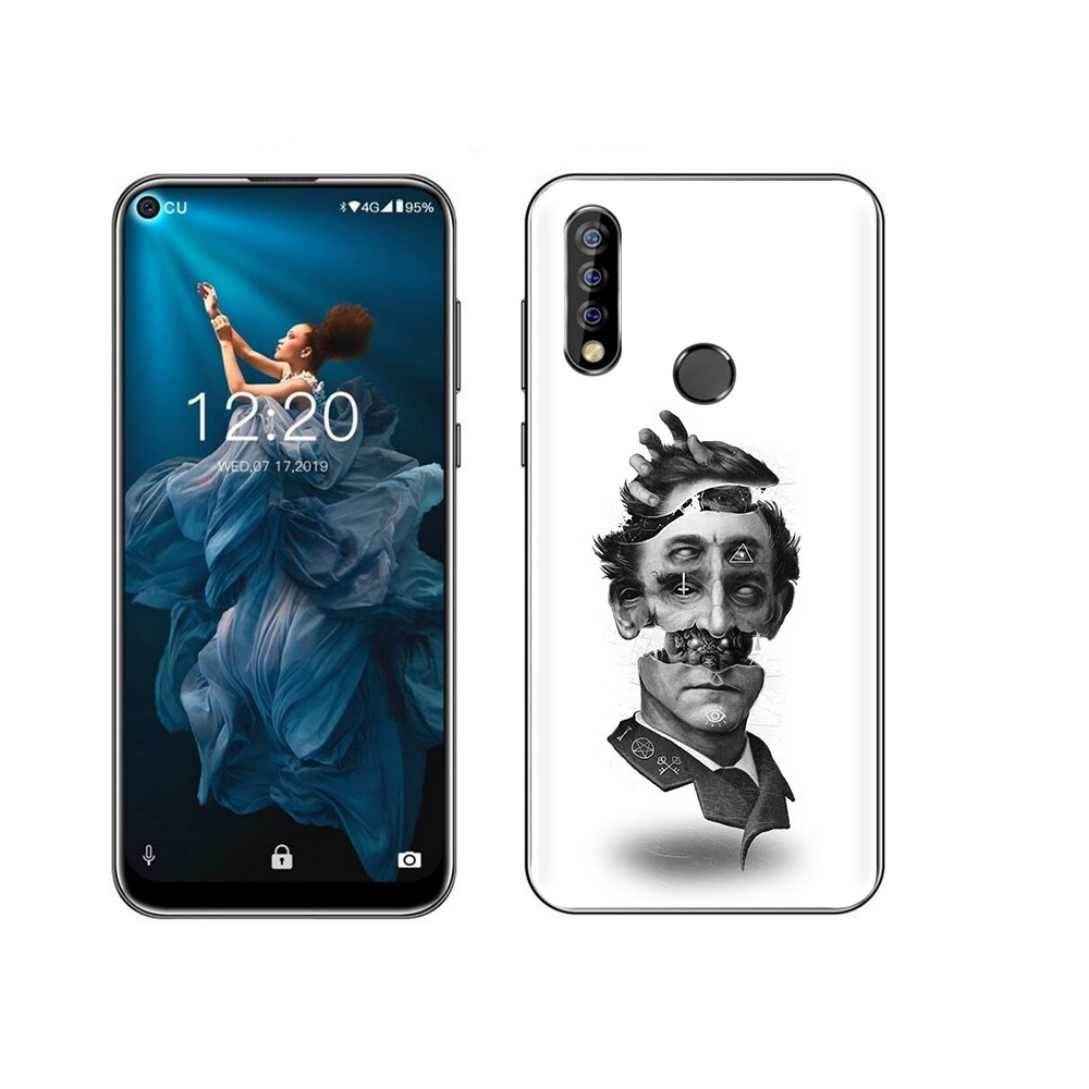 

Чехол MyPads Tocco для Oukitel C17 Pro страшное лицо абстракция, Прозрачный, Tocco