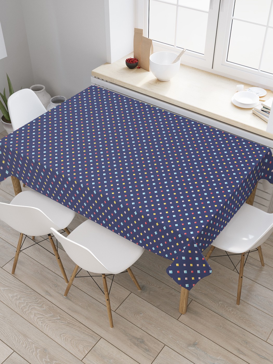 

Скатерть прямоугольная JoyArty "Вектор ромбов" из сатена, 180x145 см, Синий, Вектор ромбов