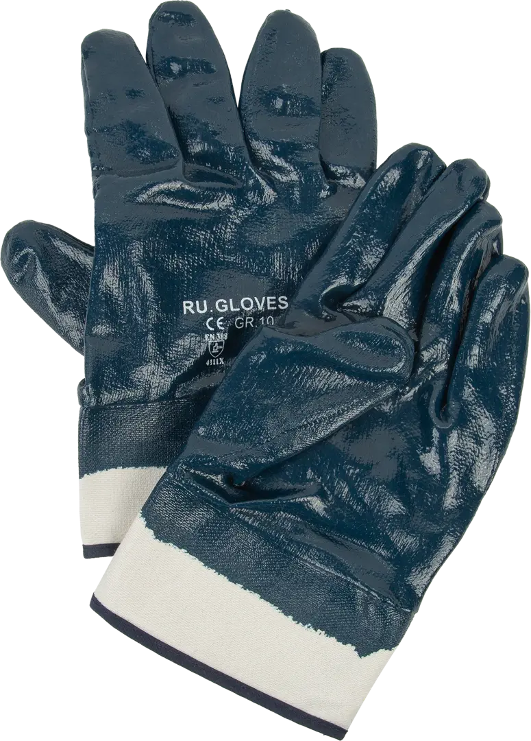Перчатки хлопчатобумажные обливные размер 10/XL синие