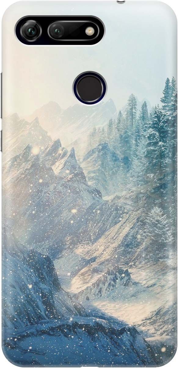 

Силиконовый чехол на Honor View 20 (V20) с принтом "Снежные горы и лес", Белый;голубой, 339