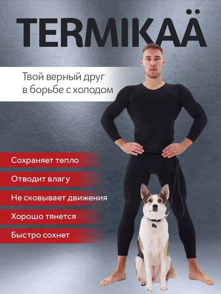 

Термобелье мужское комплект TERMIKAA черный L, termoman