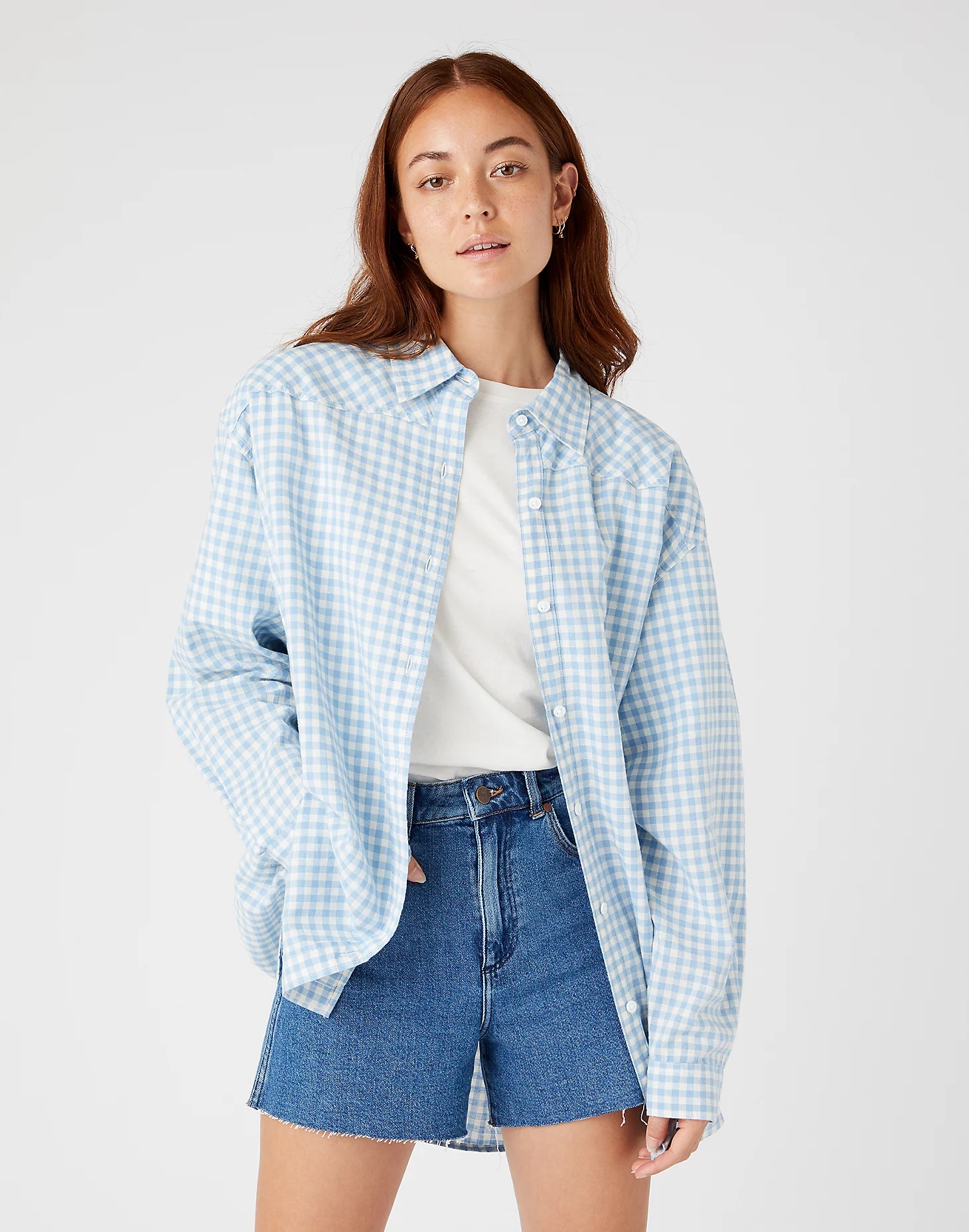 фото Рубашка женская wrangler w5u33xb40 голубая l