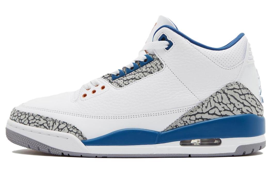 

Кеды унисекс Jordan Air Jordan 3 retro White and True Blue белые 44.5 EU, Белый, Air Jordan 3 retro White and True Blue