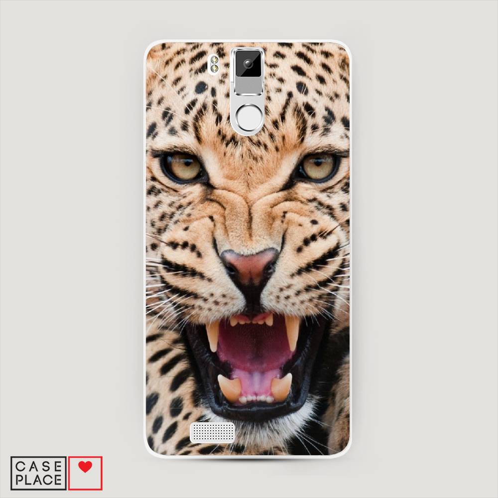 

Чехол на Oukitel K6000 Pro "Леопард 3d", Бежевый;черный, 230150-6