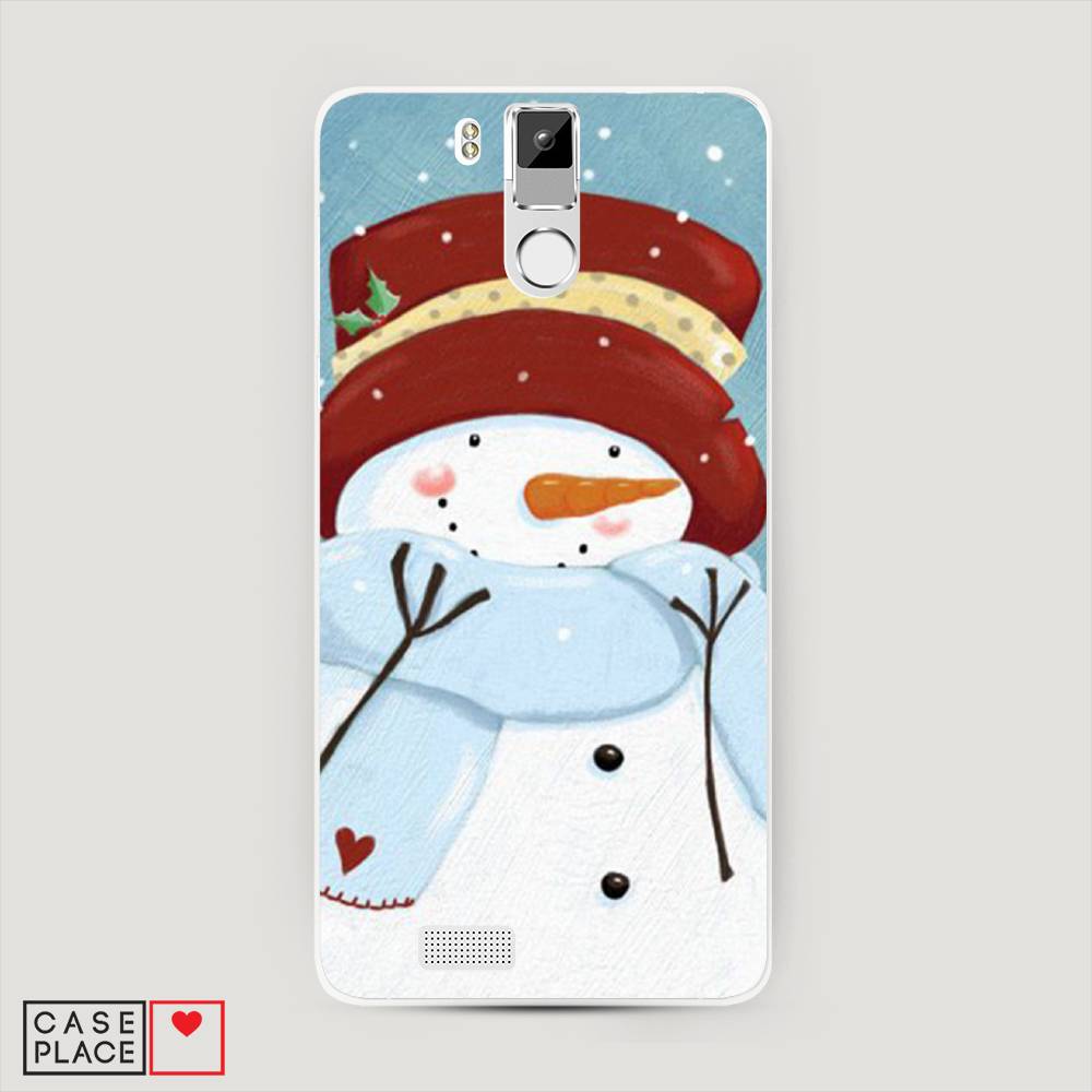 

Чехол на Oukitel K6000 Pro "Застенчивый снеговик", Голубой;белый;красный, 230150-5