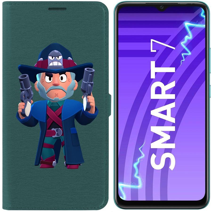 

Чехол-книжка Krutoff Eco Book для Infinix Smart 7 Brawl Stars-Стрелок Кольт (зелёный опал)