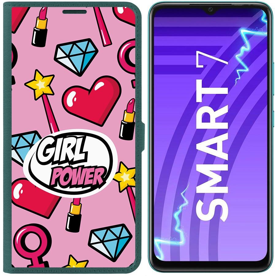 

Чехол-книжка Krutoff Eco Book для Infinix Smart 7 Girl Power (зелёный опал), Зеленый