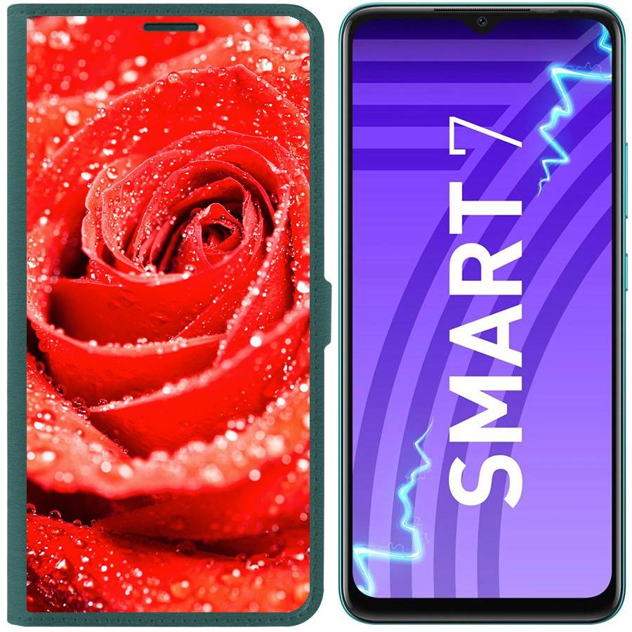 Чехол-книжка Krutoff Eco Book для Infinix Smart 7 Роза (зелёный опал)