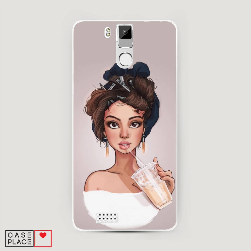 

Чехол на Oukitel K6000 Pro "Девушка с фраппе", Серый, 230150-6