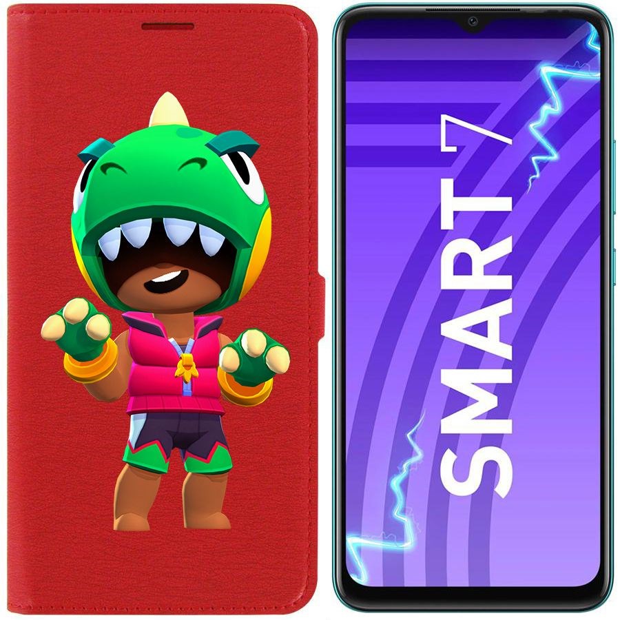 

Чехол-книжка Krutoff Eco Book для Infinix Smart 7 Brawl Stars-Дино Леон (красный)