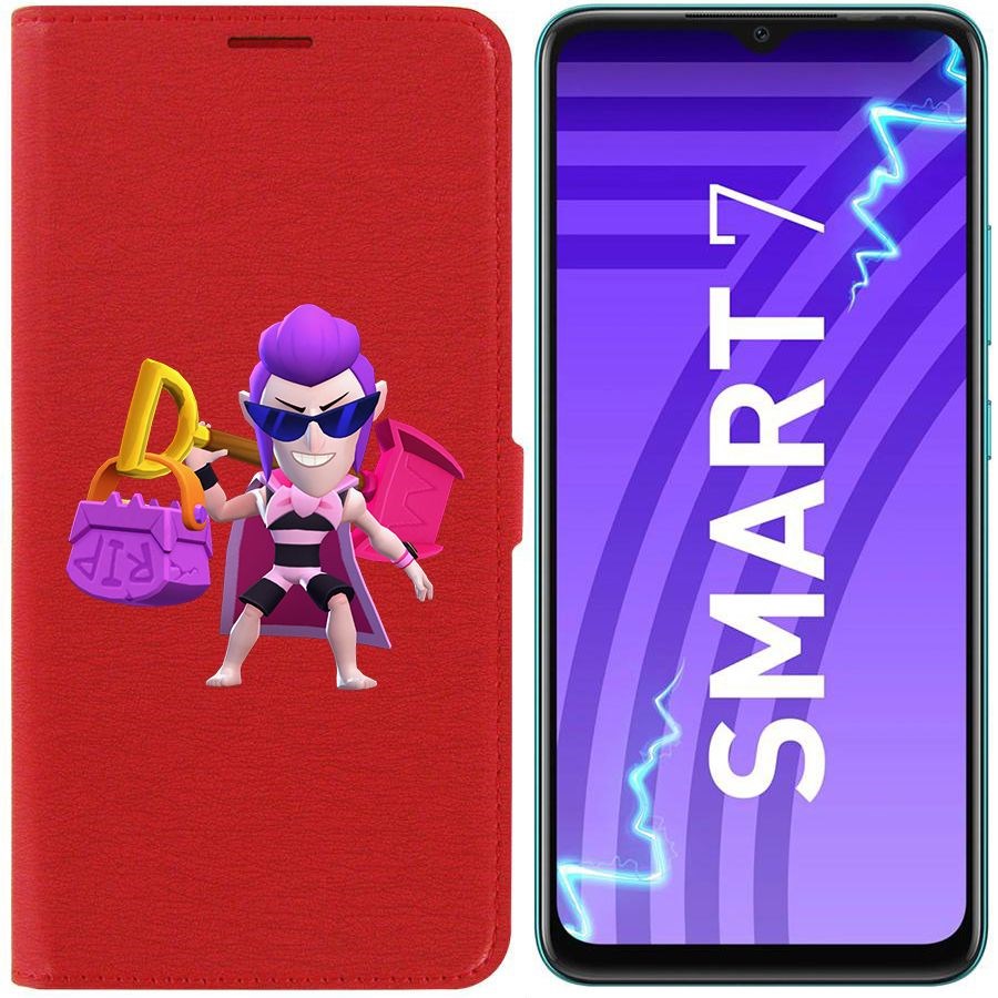 

Чехол-книжка Krutoff Eco Book для Infinix Smart 7 Brawl Stars-Пляжный Мортис (красный)