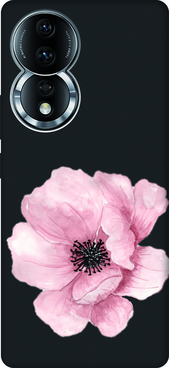 

Матовый Soft Touch Чехол на Honor 80 с 3D принтом "Pink Flower" черный, Черный;белый, 159064