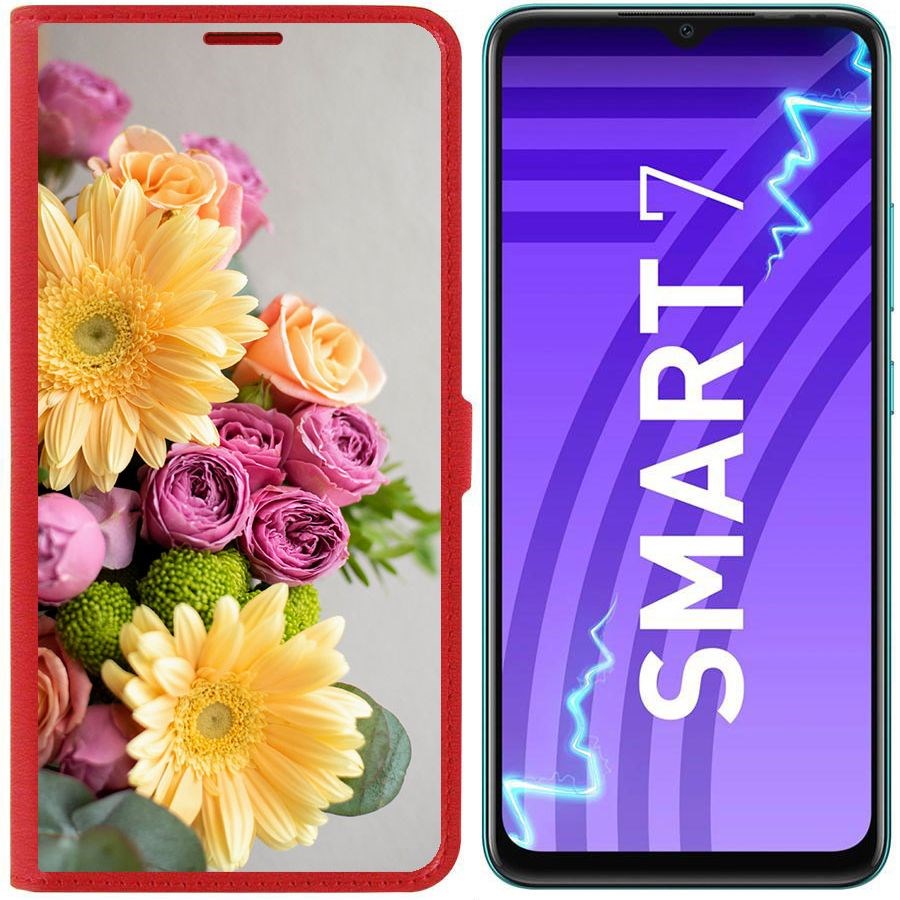 

Чехол-книжка Krutoff Eco Book для Infinix Smart 7 Букет (красный)
