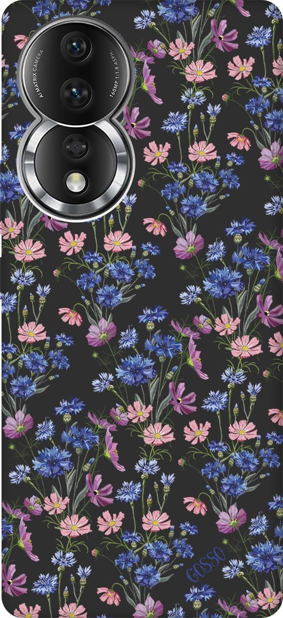 

Матовый Soft Touch Чехол на Honor 80 с 3D принтом "Lovely Cornflowers" черный, Черный;голубой, 159064