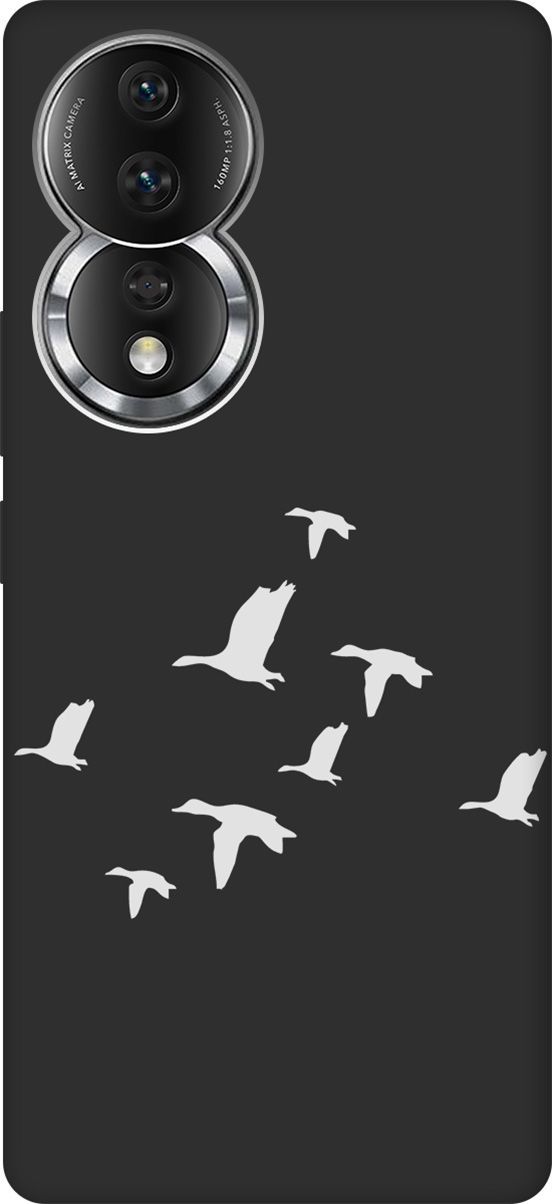

Матовый Soft Touch Чехол на Honor 80 с 3D принтом "Flock of Ducks W" черный, Черный;серый, 159064
