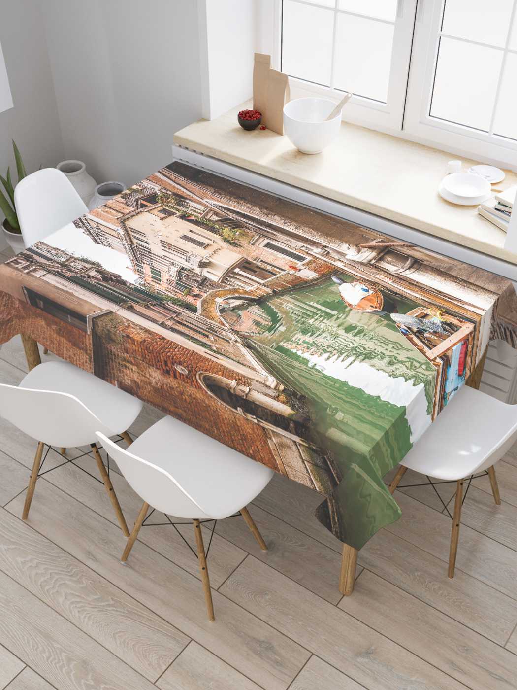 

Скатерть прямоугольная JoyArty "Архитектура Венеции" из оксфорда, 180x145 см, Зеленый, Архитектура Венеции