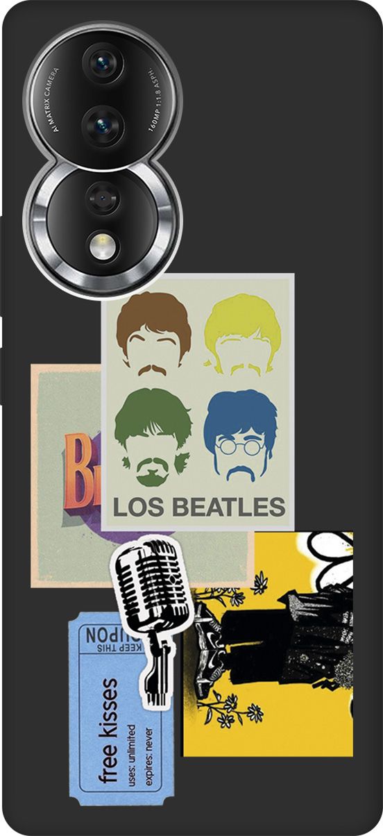 

Матовый Soft Touch Чехол на Honor 80 с 3D принтом "Beatles Stickers" черный, Черный;белый, 159063