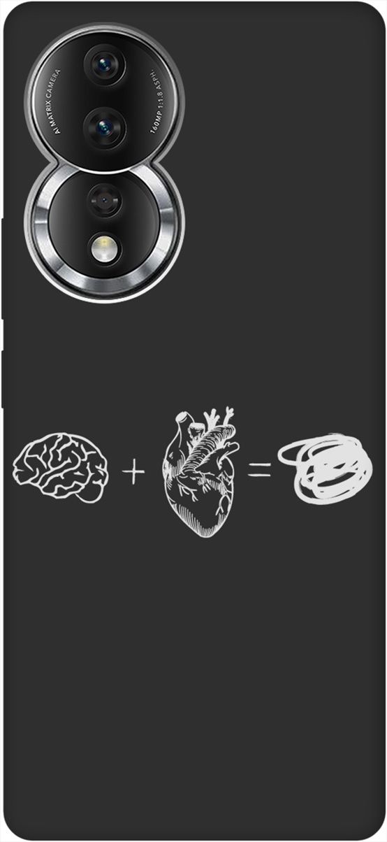 

Матовый Soft Touch Чехол на Honor 80 с 3D принтом "Brain Plus Heart W" черный, Черный;белый, 159063